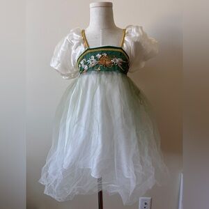 99% new  Girls Hanfu Inspired Dress | Chinese Style Embroidered Tulle Dress